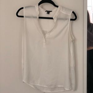 White sleeveless top